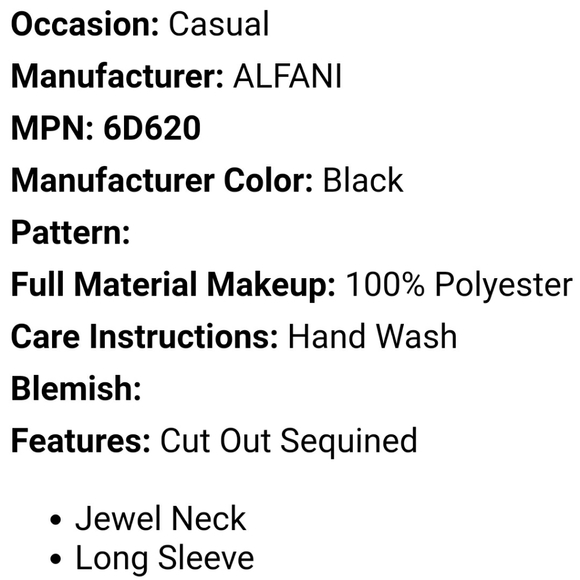 NWT 👚ALFANI cold shoulder sequined top. BLACK SEQUINS - Picture 4 of 4